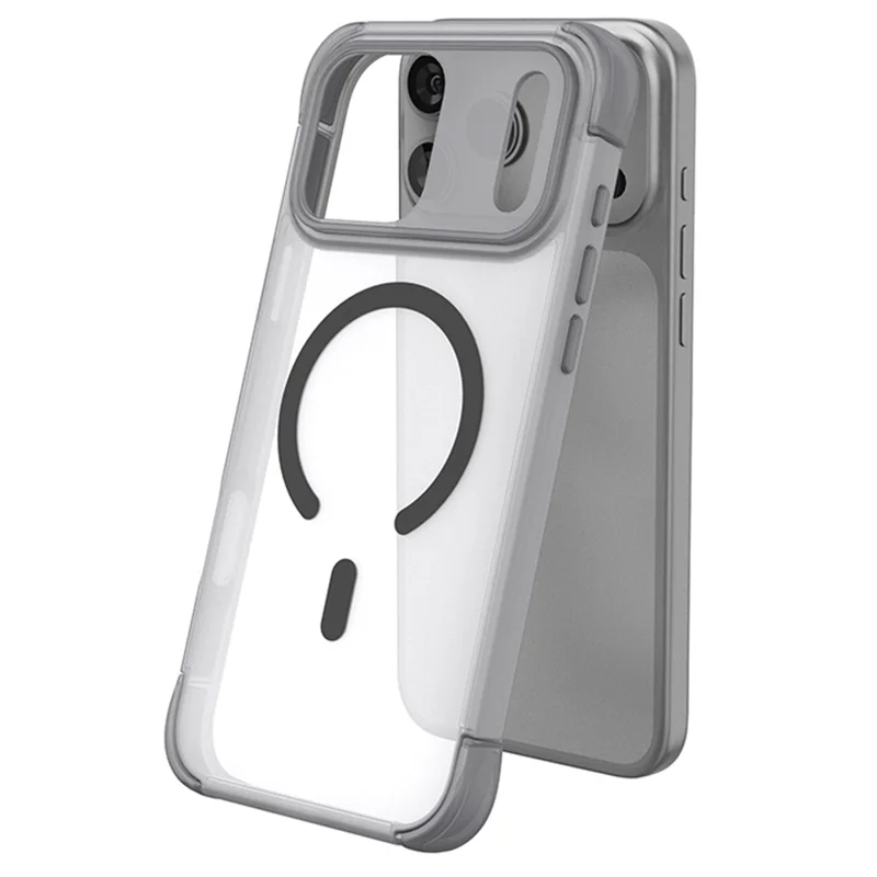 For iPhone 18 Pro / 17 Pro Magnetic Case Skin-touch PC + TPU Airbag Protection Phone Cover - Grey+Black - 2