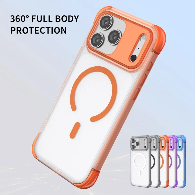 For iPhone 18 Pro / 17 Pro Magnetic Case Skin-touch PC + TPU Airbag Protection Phone Cover - Grey+Black - 3