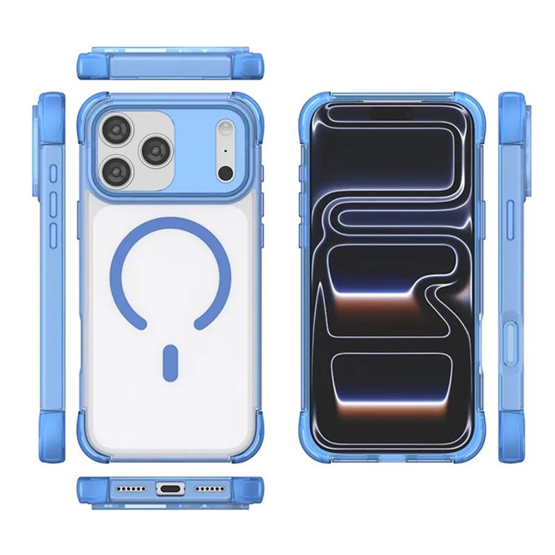 For iPhone 18 Pro Max / 17 Pro Max Magnetic Case Skin-touch PC + TPU Airbag Protection Phone Cover - Grey+Black - 9