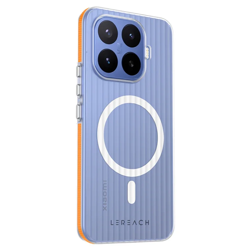 LEREACH TOC Series for Xiaomi 17T Magnetic Case Flowing Grid PC Phone Cover - Orange - 1