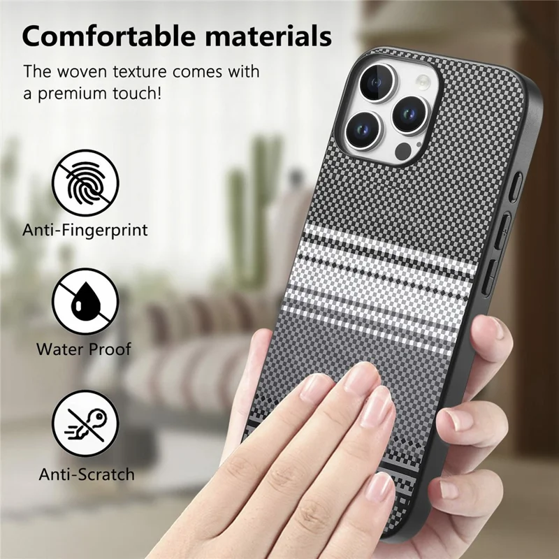 For iPhone 16 Pro Max Magnetic Case PU Leather + PC + TPU Gradient Phone Cover - Black - 8