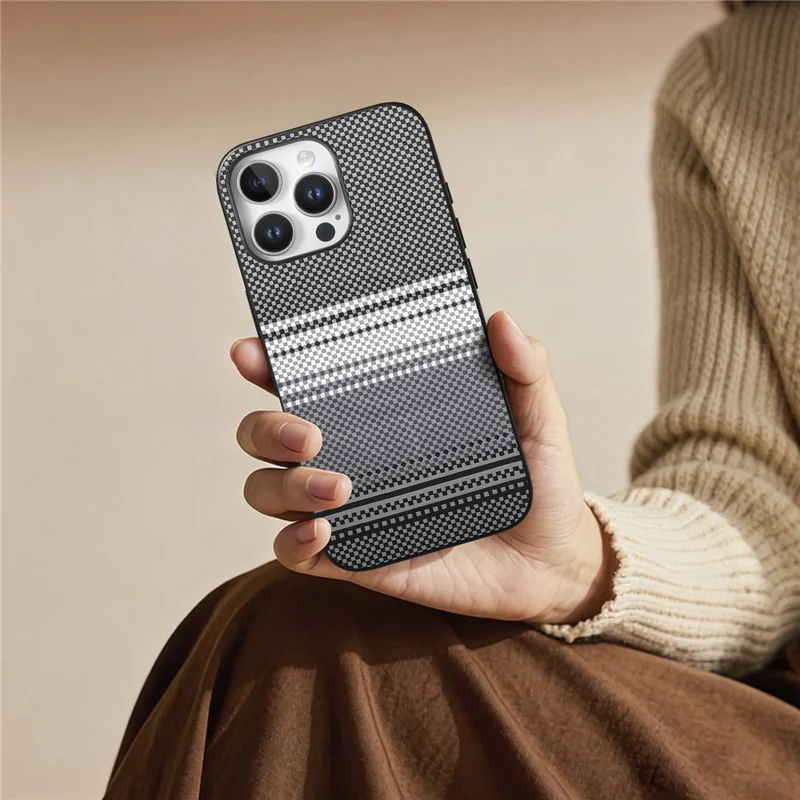 For iPhone 16 Pro Max Magnetic Case PU Leather + PC + TPU Gradient Phone Cover - Black - 9