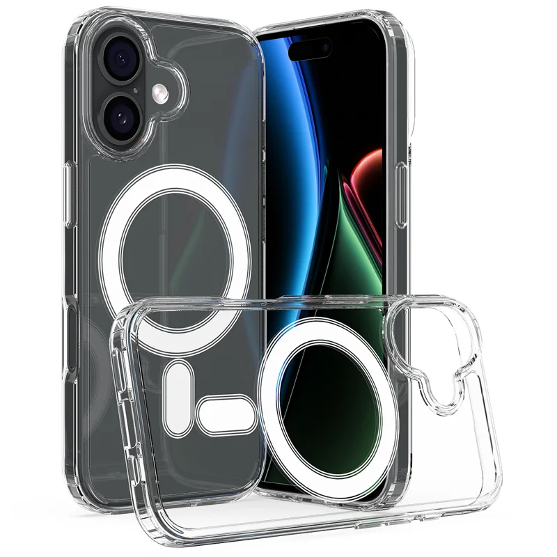 For iPhone 18 Clear Phone Magnetic Case TPU + Acrylic Back Cover - Clear - 2