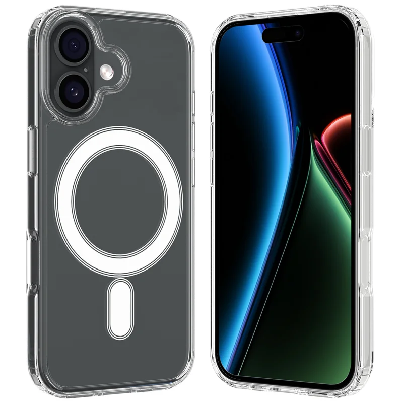 For iPhone 18 Clear Phone Magnetic Case TPU + Acrylic Back Cover - Clear - 9