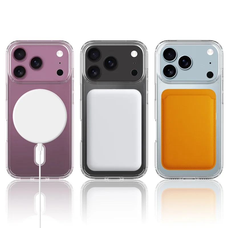 For iPhone 18 Pro Clear Phone Magnetic Case TPU + Acrylic Back Cover - Clear - 4