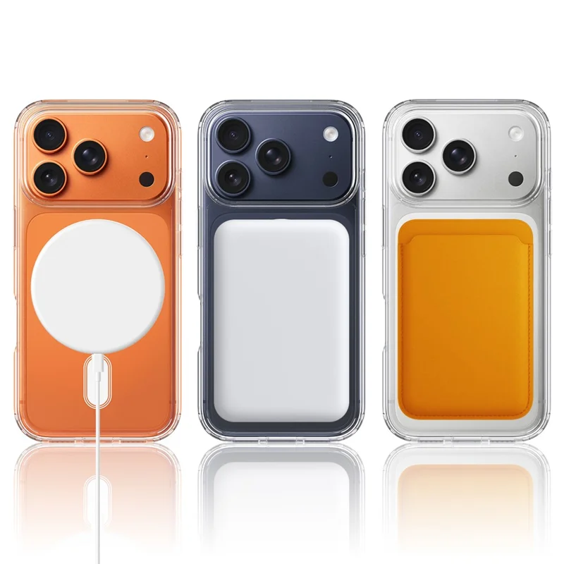For iPhone 18 Pro Max C-shaped Magnetic Case TPU + Acrylic Clear Phone Back Cover - Transparent - 5