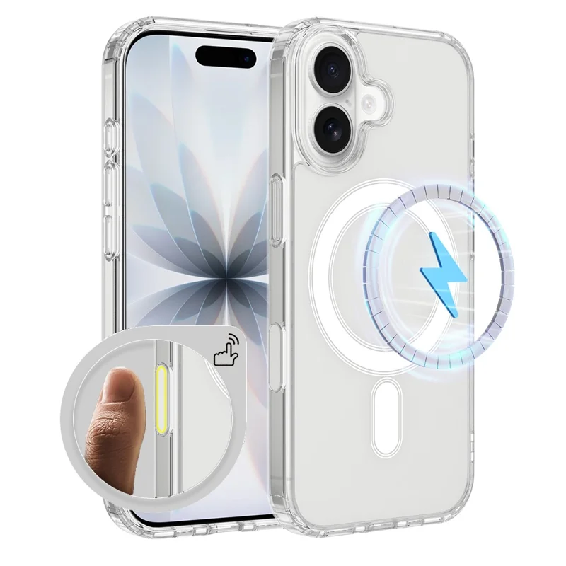 For iPhone 18 Magnetic Case TPU + Acrylic Phone Cover with Camera Control Button - Transparent - 1