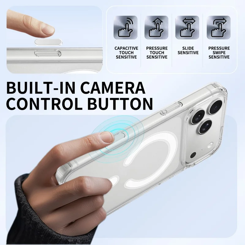 For iPhone 18 Pro Magnetic Case TPU + Acrylic Phone Cover with Camera Control Button - Transparent - 4