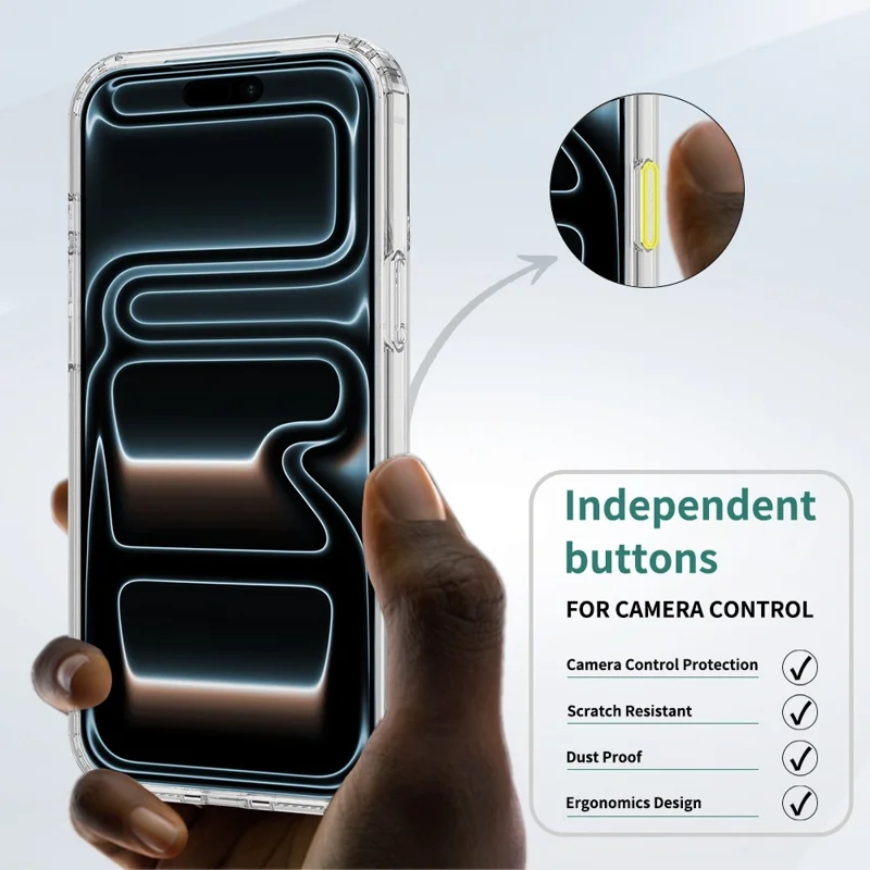 For iPhone 18 Pro Max Magnetic Case TPU + Acrylic Phone Cover with Camera Control Button - Transparent - 2