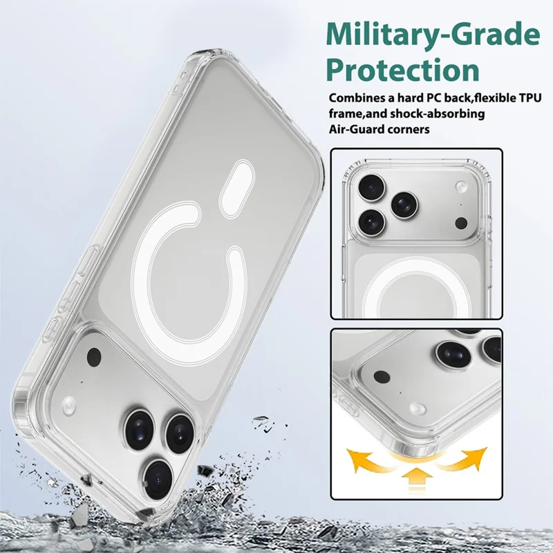 For iPhone 18 Pro Max Magnetic Case TPU + Acrylic Phone Cover with Camera Control Button - Transparent - 3