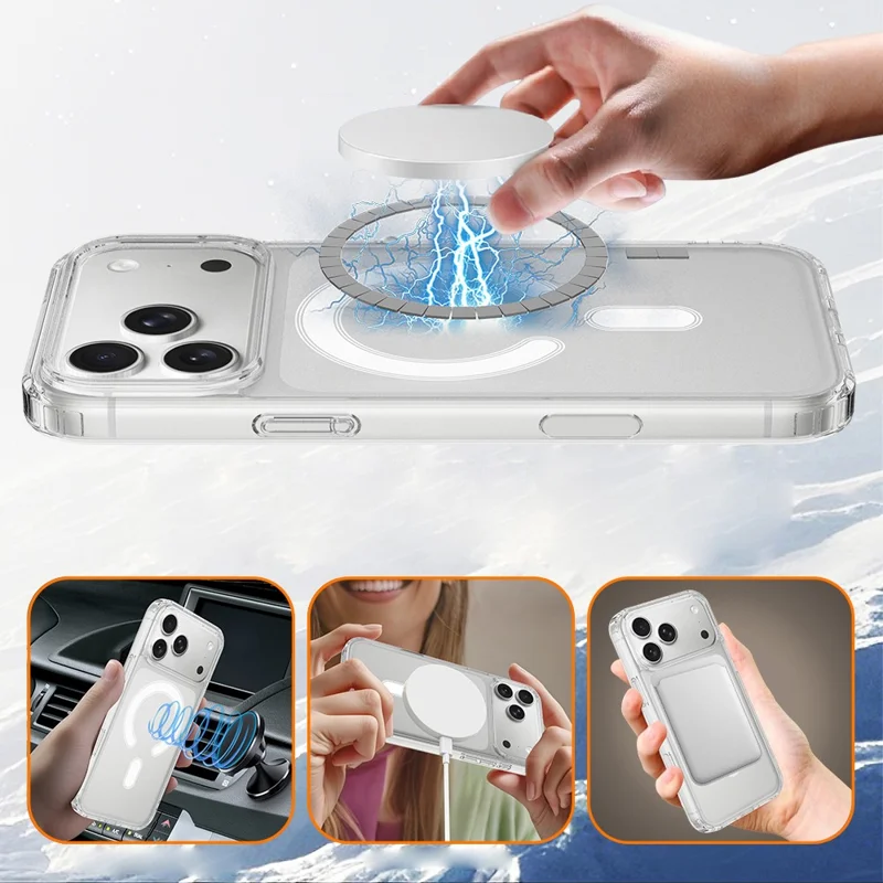 For iPhone 18 Pro Max Magnetic Case TPU + Acrylic Phone Cover with Camera Control Button - Transparent - 5