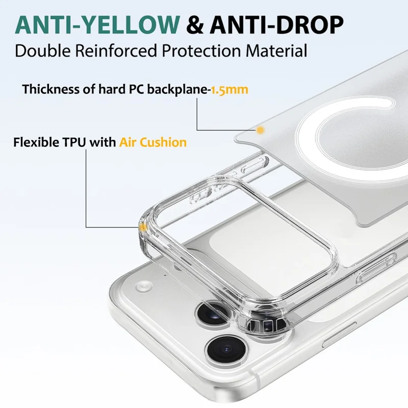 For iPhone 18 Pro Max Magnetic Case TPU + Acrylic Phone Cover with Camera Control Button - Transparent - 6