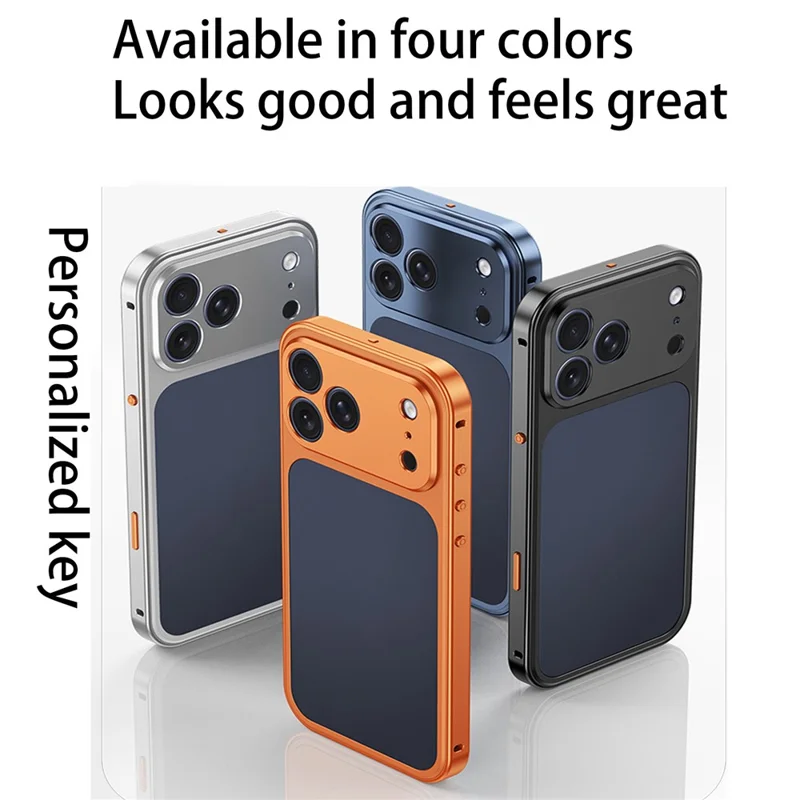 For iPhone 18 Pro Metal Frame Case Magnetic Snap On Frame PC Hollow Back Heat Dissipation Shockproof Cover - Titanium Orange - 8