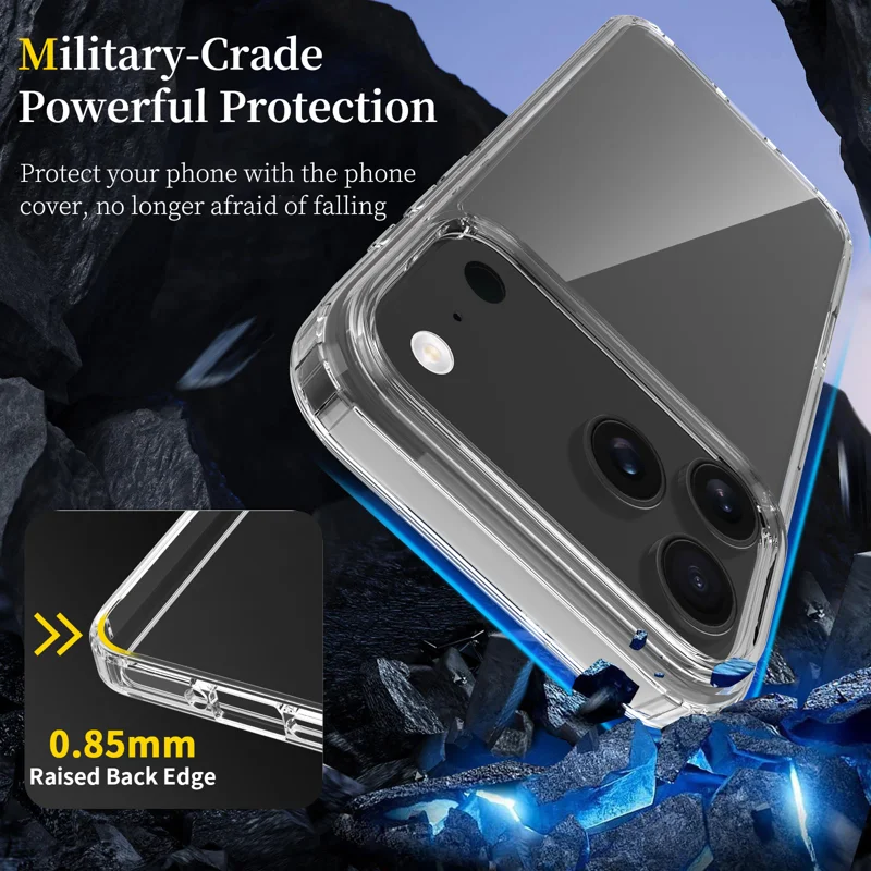 For iPhone 18 Pro Max Clear Phone Case TPU+Acrylic Shockproof Phone Back Cover - Clear - 3