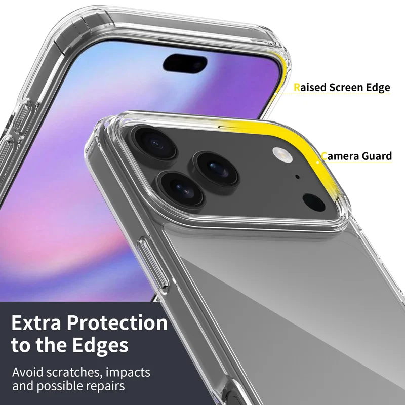 For iPhone 18 Pro Max Clear Phone Case TPU+Acrylic Shockproof Phone Back Cover - Clear - 5