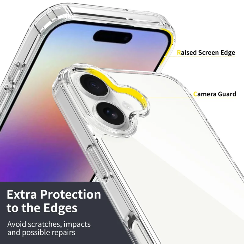 For iPhone 18 Clear Phone Case TPU+Acrylic Shockproof Phone Back Cover - Clear - 5