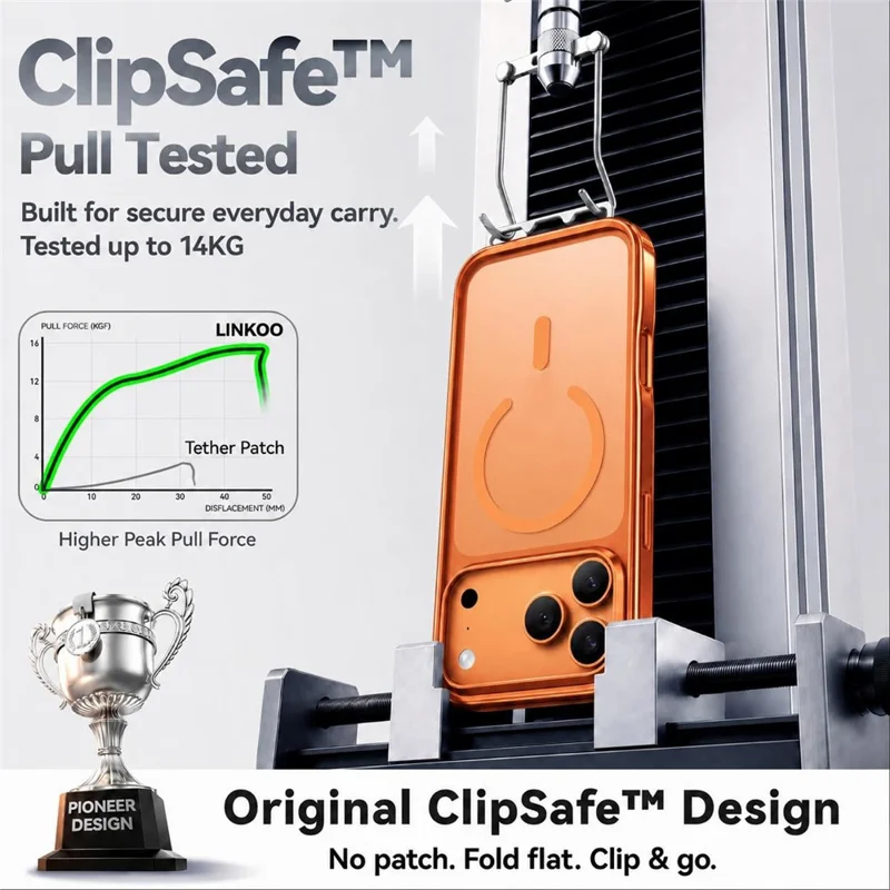 CASEKOO for iPhone 18 Pro / 17 Pro Magnetic Case Hidden Buckle PC + TPU Shockproof Protective Cover with Strap - Orange - 2