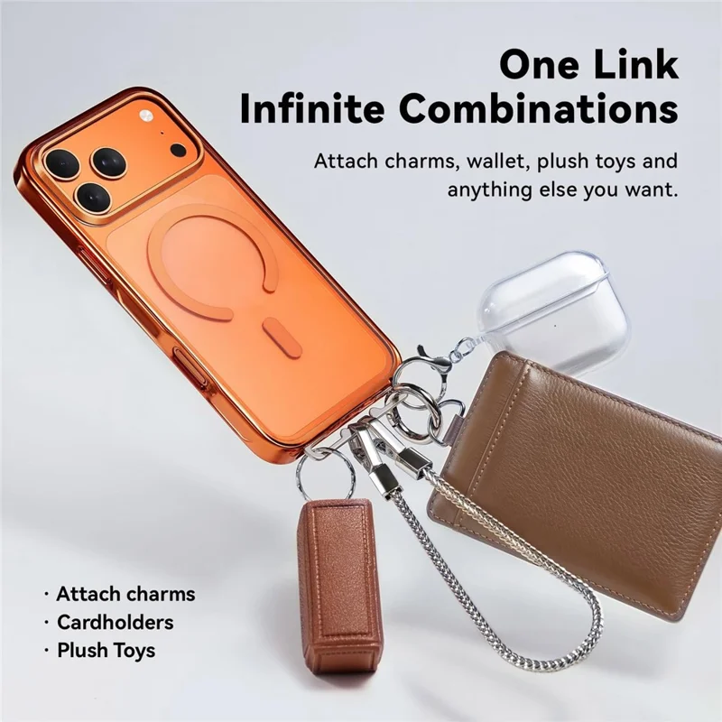 CASEKOO for iPhone 18 Pro / 17 Pro Magnetic Case Hidden Buckle PC + TPU Shockproof Protective Cover with Strap - Orange - 5