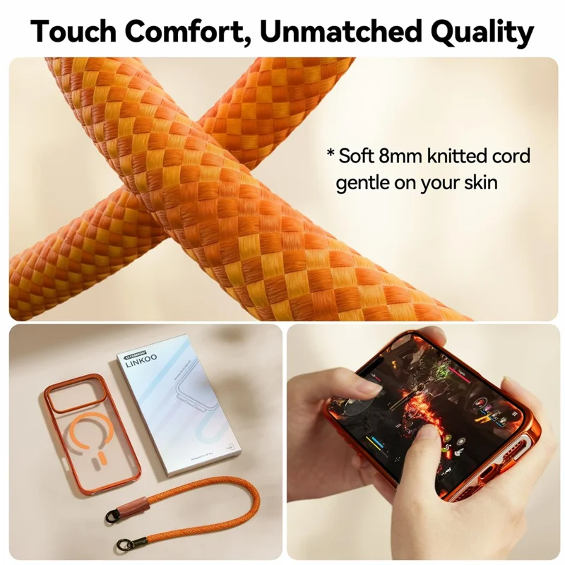 CASEKOO for iPhone 18 Pro / 17 Pro Magnetic Case Hidden Buckle PC + TPU Shockproof Protective Cover with Strap - Orange - 6