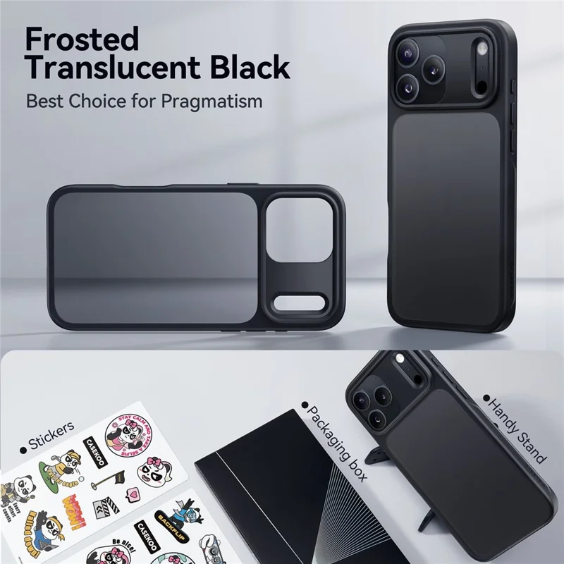 CASEKOO for iPhone 18 Pro Max / 17 Pro Max Case PC + TPU Matte Finish Anti-Fingerprint Phone Cover - Black - 6