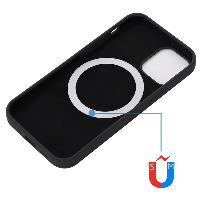 For iPhone 15 Soft Silicone Phone Case Slim Phone Cover Compatible with MagSafe Wireless Charging - Black - 4
