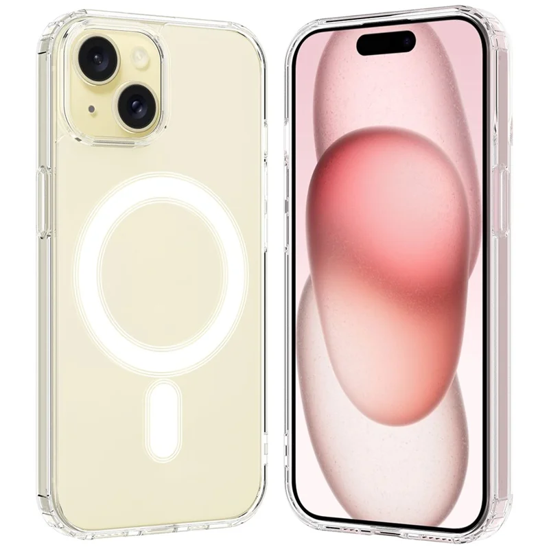 Clear Phone Case for iPhone 15 , Magnetic Ring Acrylic+TPU Phone Shell Cover Compatible with MagSafe - 9