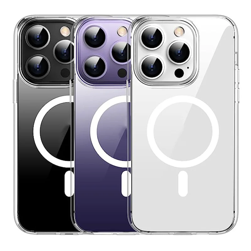 For iPhone 15 Pro Max Mobile Phone Case Clear Design Magnetic Ring Acrylic+TPU Phone Shell Cover Compatible with MagSafe - 8