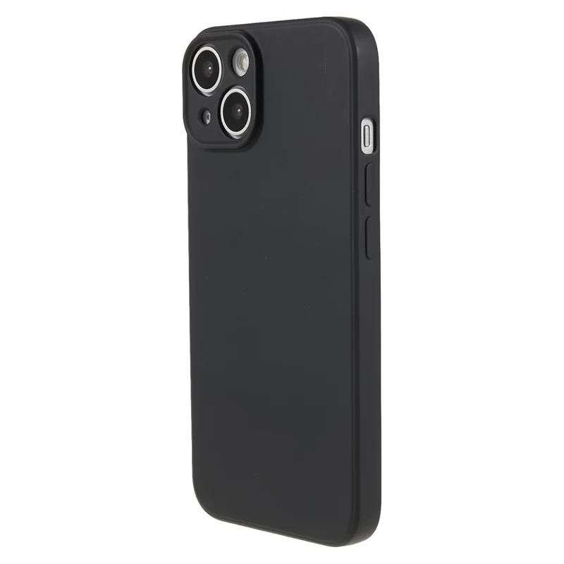 Fiber Lining Shell for iPhone 15 Plus Candy Color TPU Phone Case Rubberized Phone Cover - Black - 1