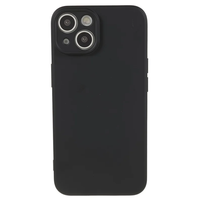 Fiber Lining Shell for iPhone 15 Candy Color Anti-Drop TPU Phone Case Rubberized Phone Cover - Black - 2