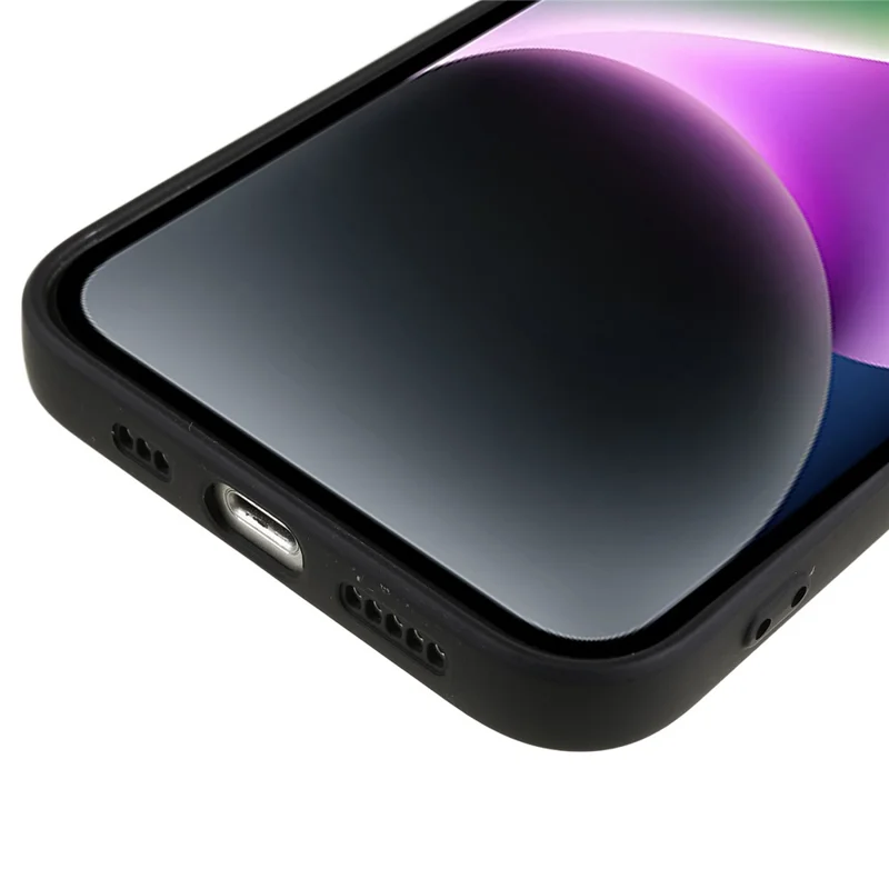Fiber Lining Shell for iPhone 15 Candy Color Anti-Drop TPU Phone Case Rubberized Phone Cover - Black - 6