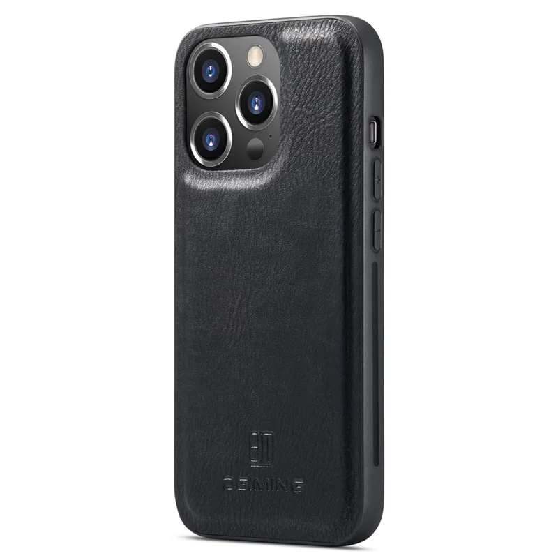 DG.MING For iPhone 15 Pro Phone Case Shockproof Split Leather Detachable Magnetic Phone Shell Wallet Stand Cover - Black - 10