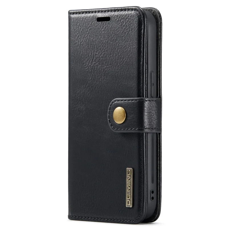 DG.MING For iPhone 15 Pro Max Detachable Magnetic Phone Case Drop Proof Split Leather Wallet Stand Cover - Black - 9