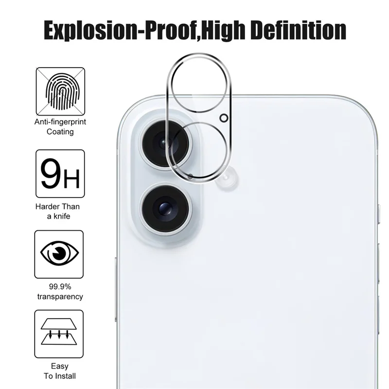 For iPhone 16 Plus / 16 Tempered Glass Camera Lens Protector HD Anti-Scratch Phone Lens Film - 4