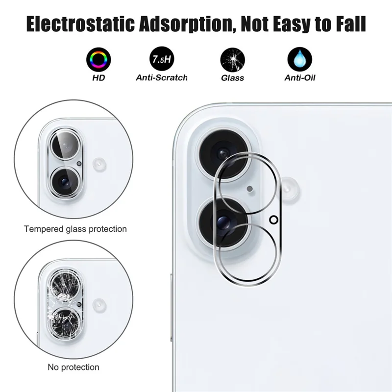 For iPhone 16 / 16 Plus Camera Lens Protector Tempered Glass Full Coverage Anti-Explosion Lens Film - 3