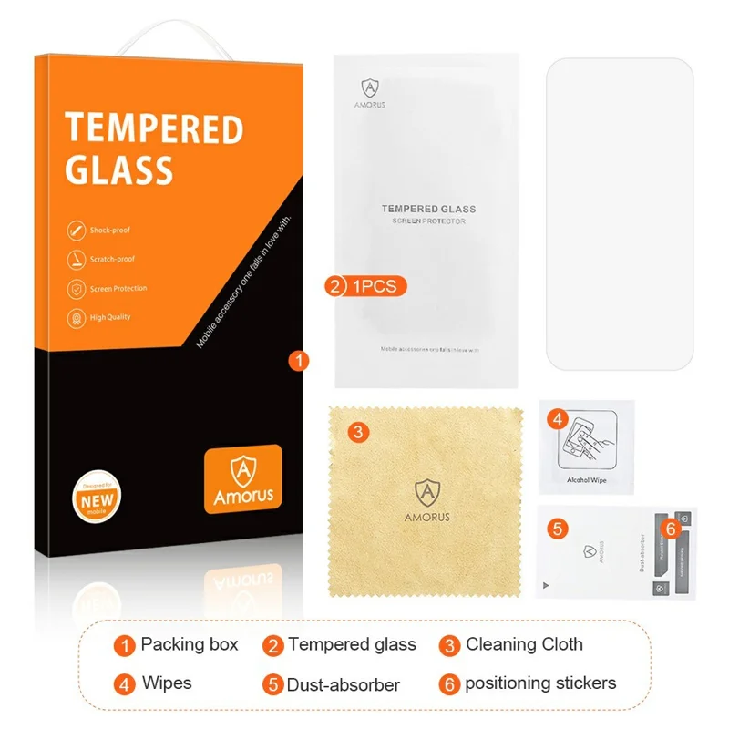 AMORUS For iPhone 17 Front Screen Protector 2.5D Arc Edge 9H High Aluminum-Silicon Glass Film - 9