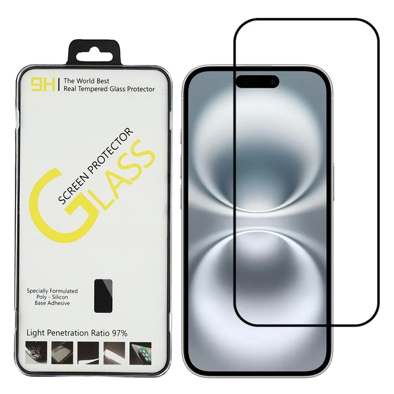 For iPhone 17 Screen Protector Silk Printing Full Glue Crystal Clear Tempered Glass Film - 1