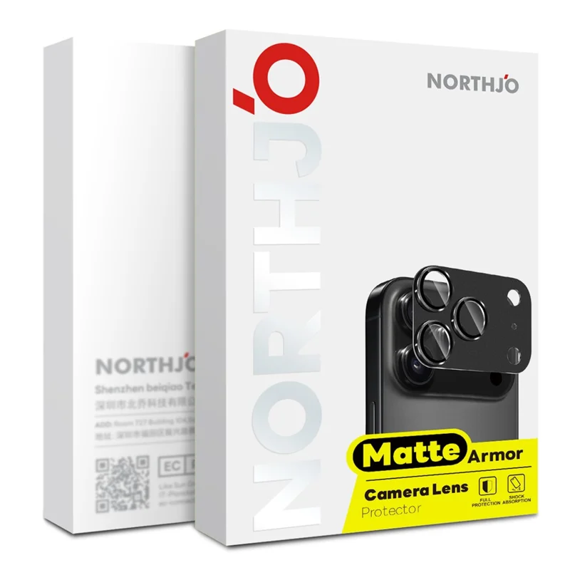 NORTHJO For iPhone 17 Pro Camera Lens Protector Matte Metal Lens Cover with Integrated 9H Tempered Glass Film - Orange - 4