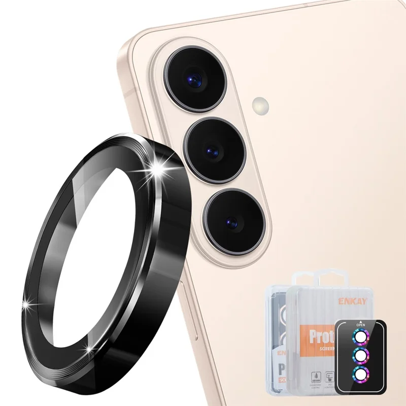 ENKAY HAT PRINCE For Samsung Galaxy S26 Camera Lens Protector Metal Ring Lens Film - Black - 1