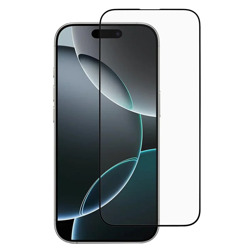 For iPhone 18 Pro Max Screen Protector Silk Print Full Glue 9D Tempered Glass Film - Black - 1
