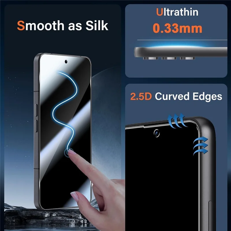 2Pcs For iPhone 18 Pro Max Screen Protector 2.5D Arc Edge High Clarity Tempered Glass Film with Camera Lens Film - Transparent - 3