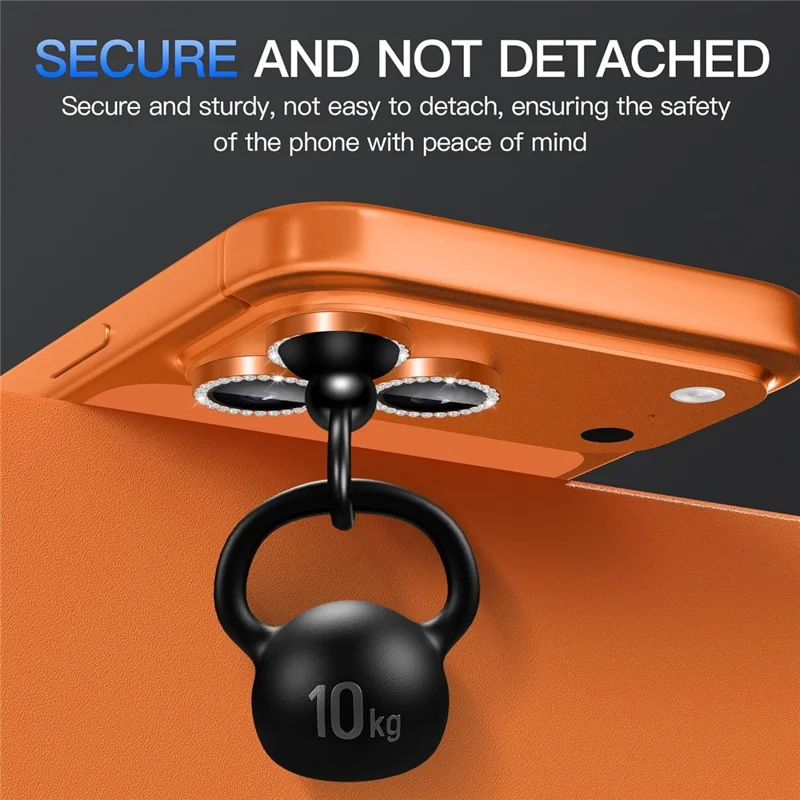 For iPhone 18 Pro 1Set Camera Lens Protector Tempered Glass+Metal Ring Rhinestone Lens Film - Orange - 4