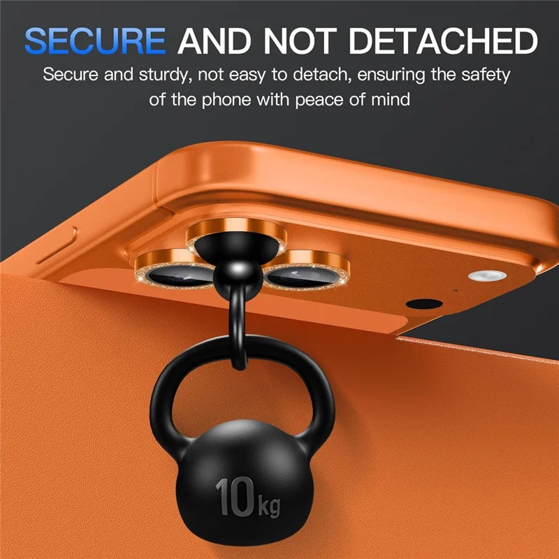 For iPhone 18 Pro Glitter Camera Lens Film Metal Ring+Tempered Glass Phone Lens Protector - Orange - 4