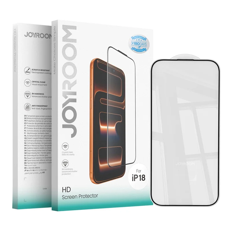 JOYROOM 18MQ11H for iPhone 18 Screen Protector 2.5D Full Coverage Silk Printing High Aluminium-Silicon Glass Clear Anti-dust Film - 9