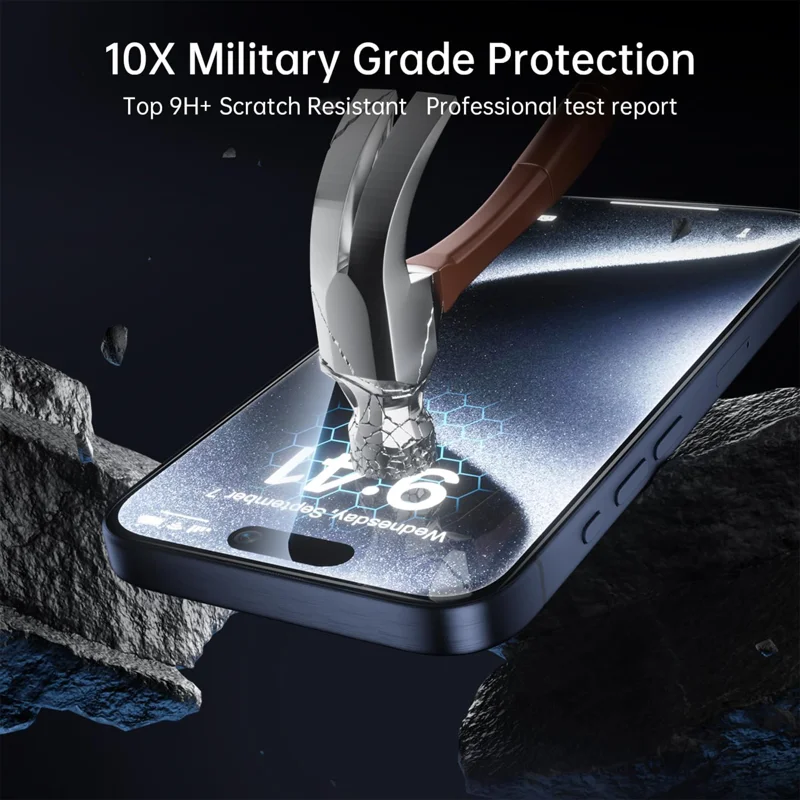 For iPhone 18 HD Full Screen Protector Silk Printing Black Edge High Aluminium-silicon Glass Film - Transparent - 2