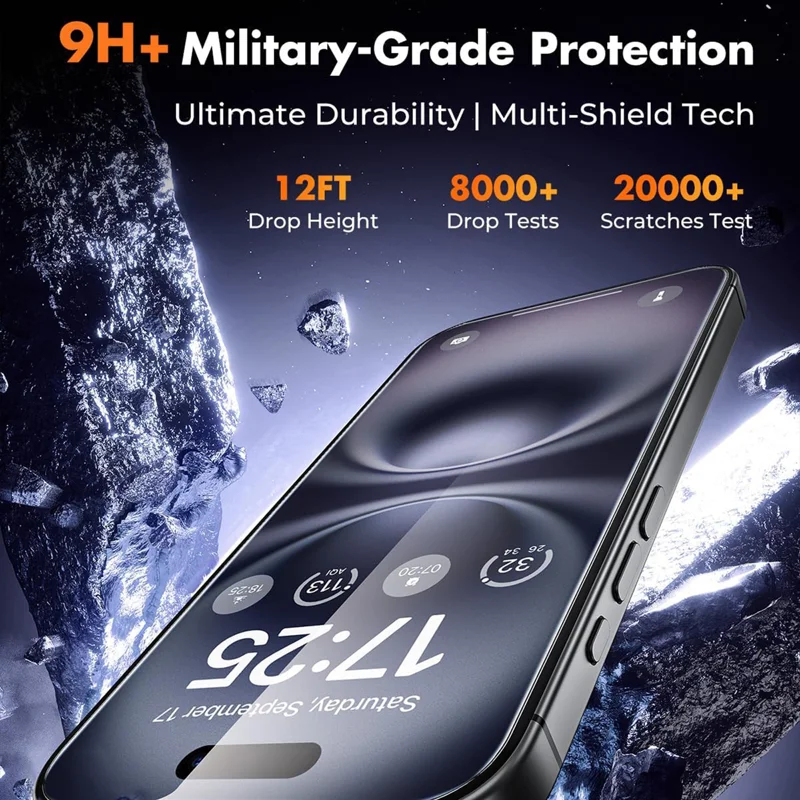 For iPhone 18 HD Full Screen Protector Silk Printing Black Edge High Aluminium-silicon Glass Film - Transparent - 3