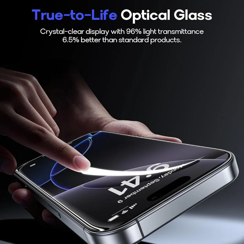 For iPhone 18 HD Full Screen Protector Silk Printing Black Edge High Aluminium-silicon Glass Film - Transparent - 6