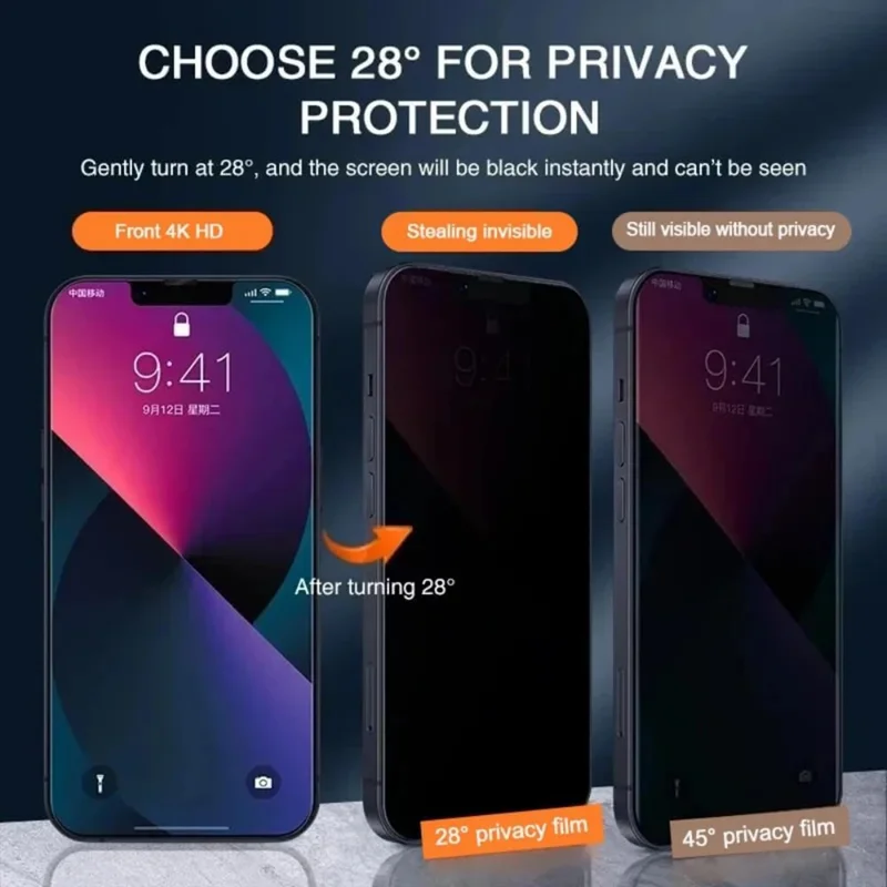 For iPhone 18 Anti Spy Privacy Full Screen Protector Black Edge High Aluminium-silicon Glass Film - Black - 5