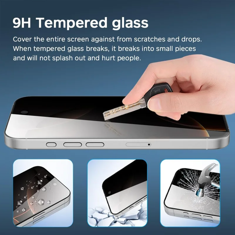 For iPhone 18 Anti Spy Privacy Full Screen Protector Black Edge High Aluminium-silicon Glass Film - Black - 7
