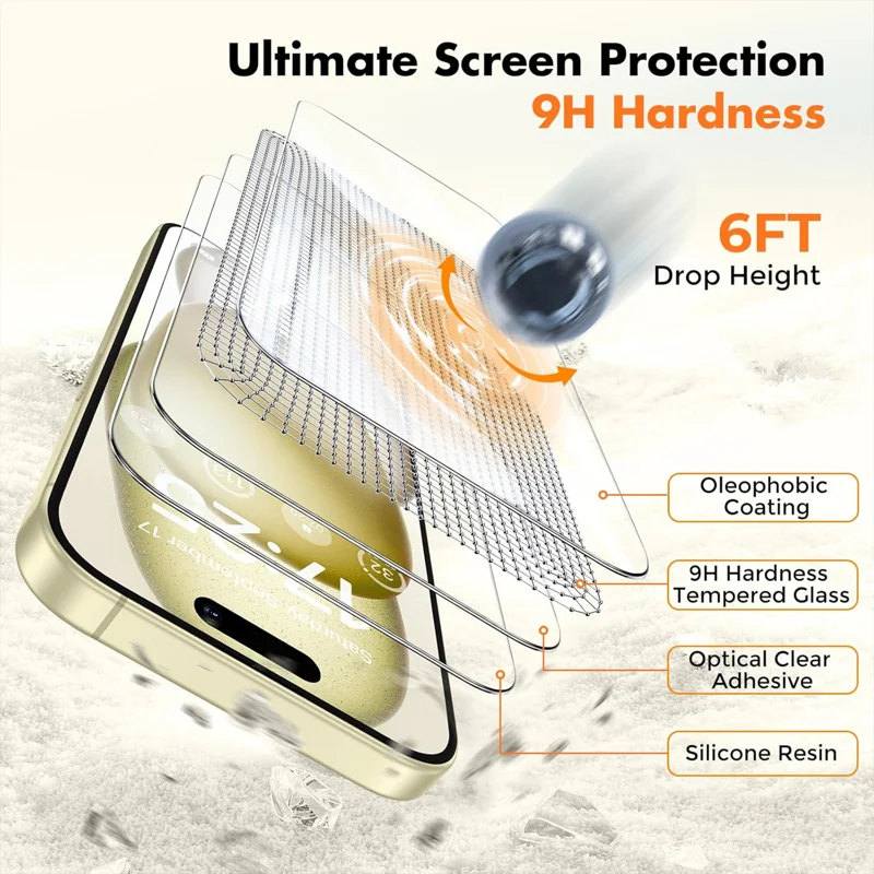 For iPhone 18 10Pcs HD Screen Protector High Aluminium-silicon Anti-fingerprint Tempered Glass Film (Not Complete Covering) - Transparent - 6