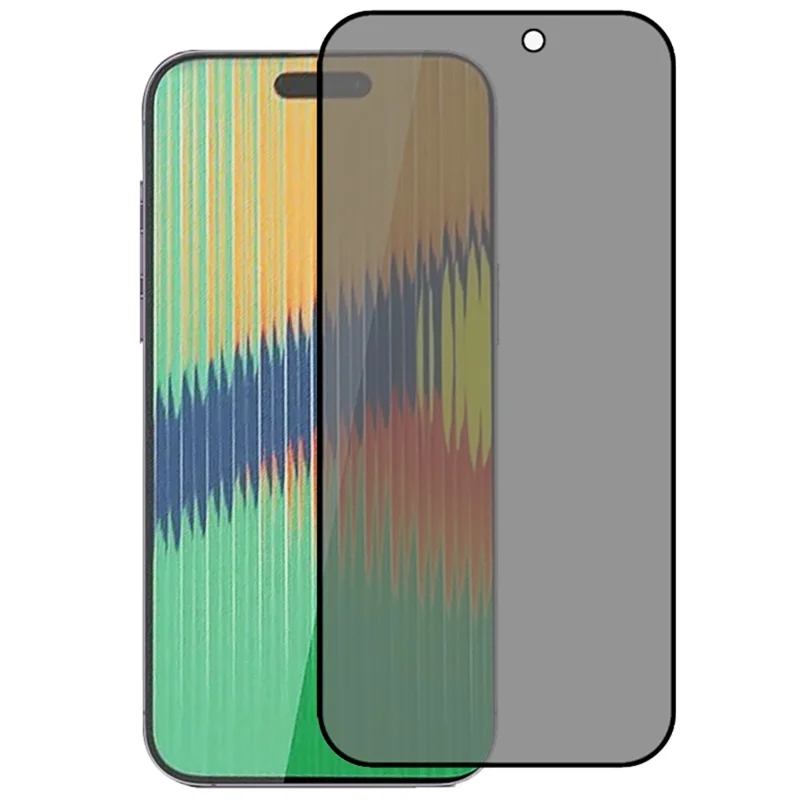 For iPhone 15 Pro Full Coverage Side Glue Tempered Glass Film Silk Printing Anti-Spy Screen Protector - 1